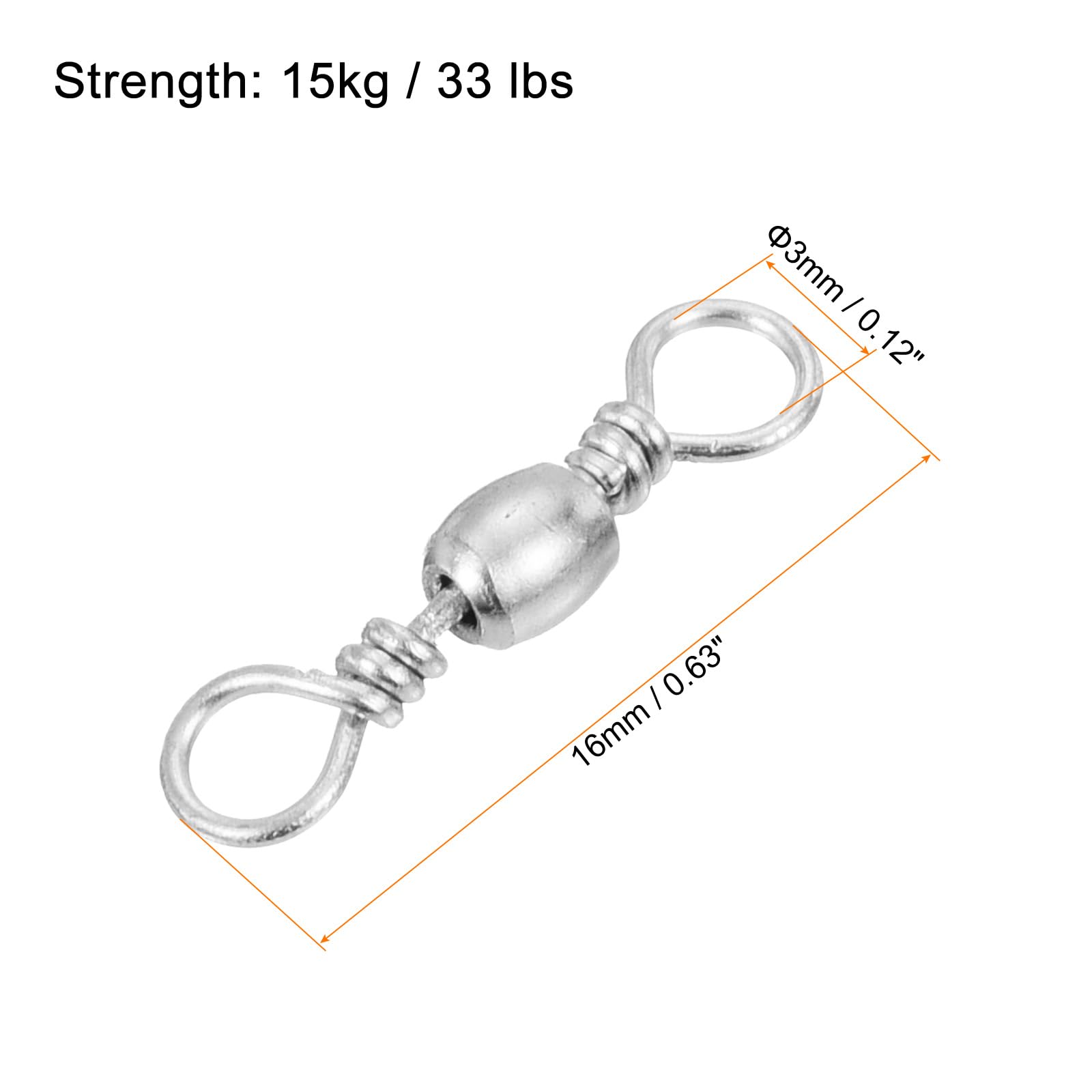 PATIKIL barrel swivel close-up shows 360-degree rotation to reduce line twist.