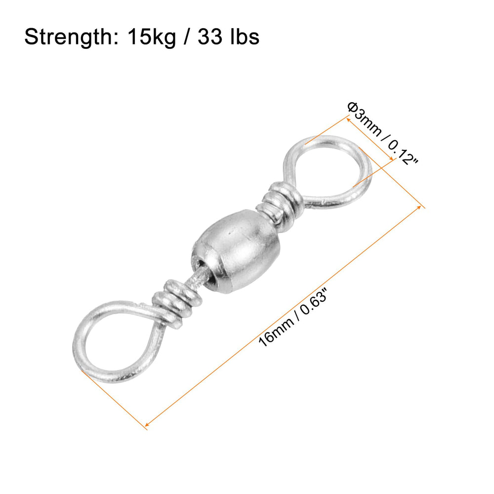 PATIKIL barrel swivel close-up shows 360-degree rotation to reduce line twist.