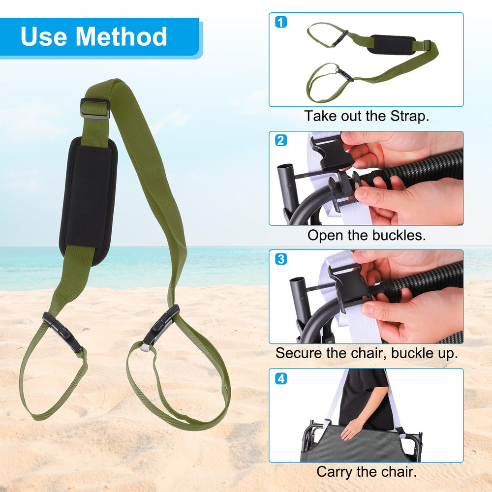 PATIKIL beach-chair-straps in use demonstrates hands-free transport.