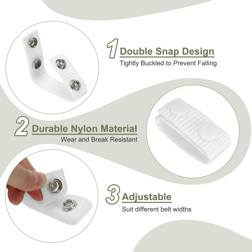 PATIKIL belt keeper in white nylon is compact and lightweight.
