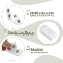 PATIKIL belt keeper in white nylon is compact and lightweight.