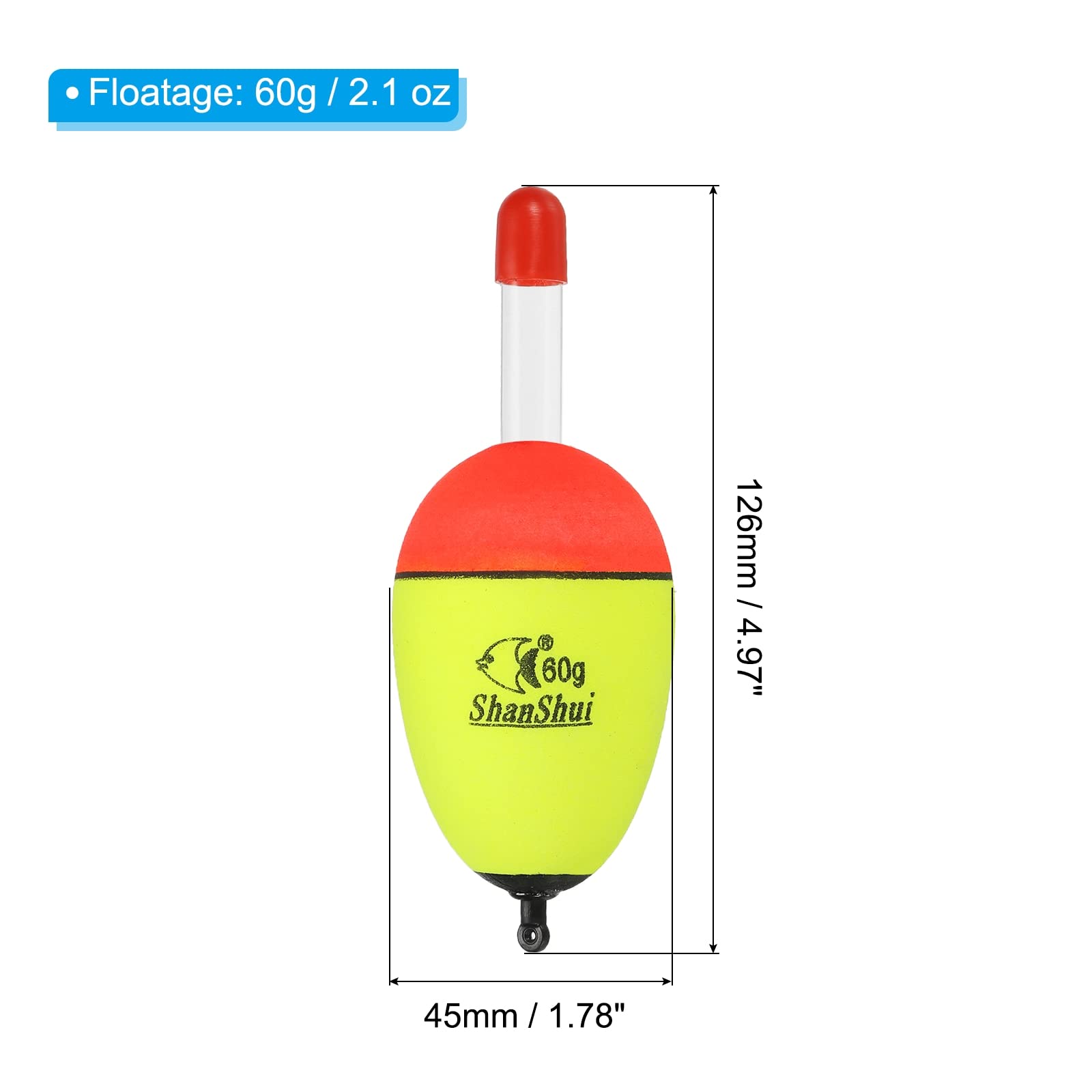 PATIKIL bobber with glow-tube top for night fishing visibility.