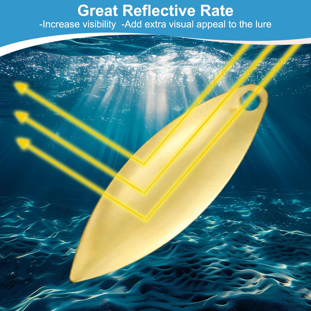 Gold-tone PATIKIL blades boost lure visibility in daylight for fishing.