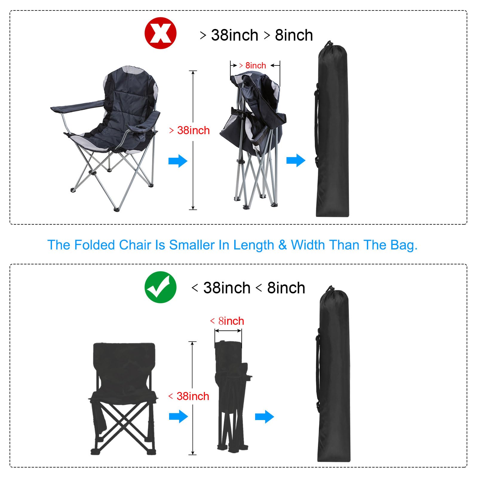 PATIKIL camp chair bag thickened handle strap for comfortable carrying.