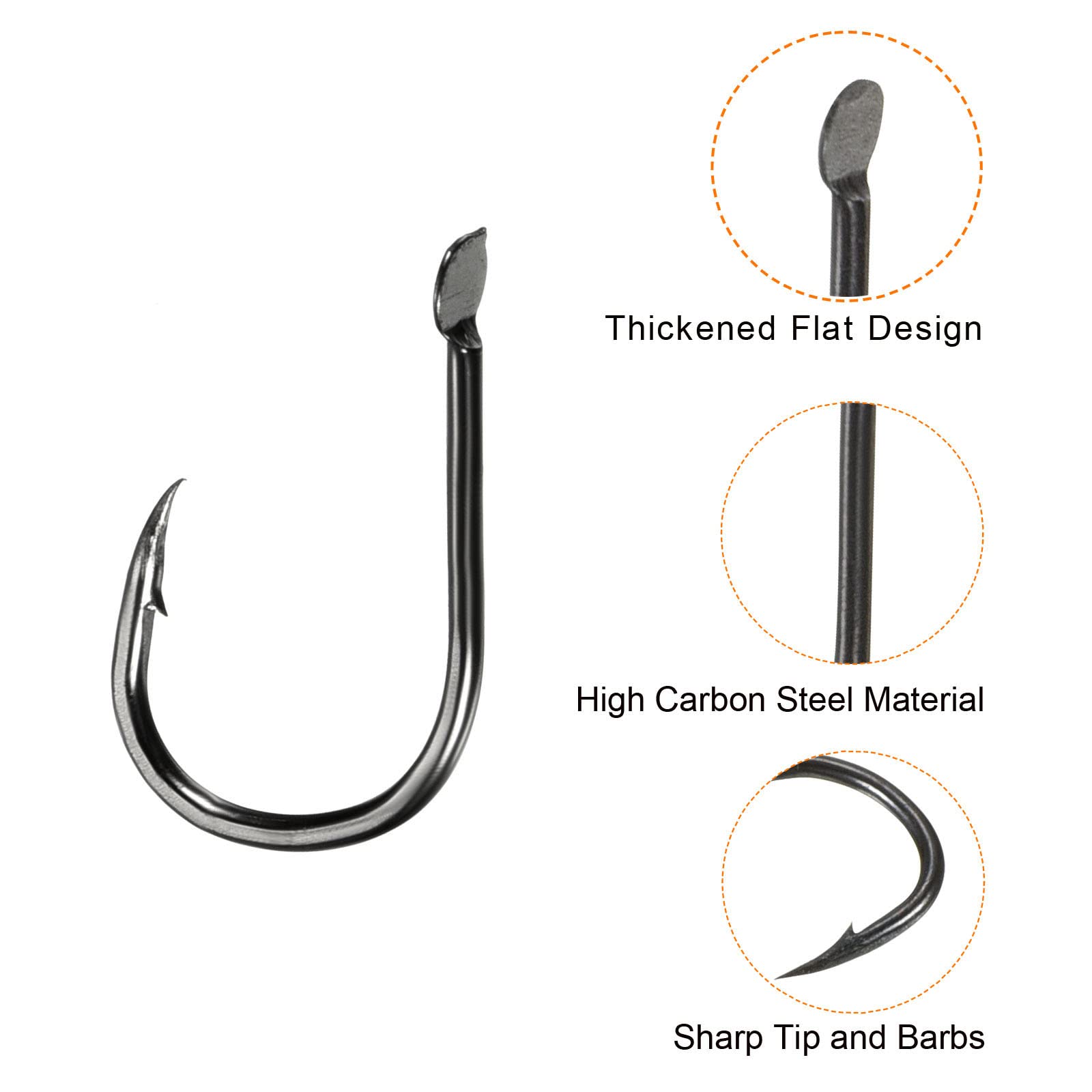 PATIKIL catfish hook with barbs ensuring secure hook.