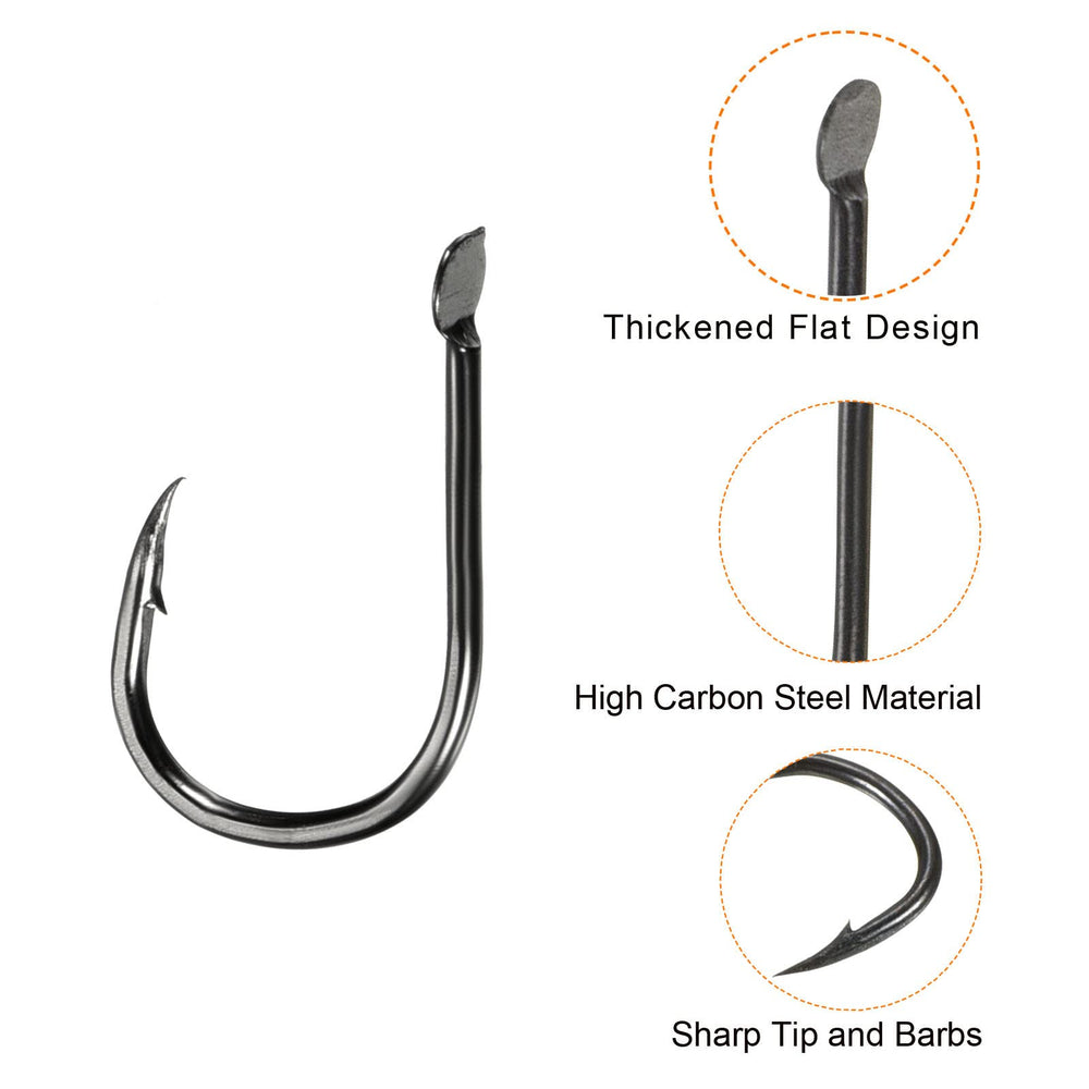 PATIKIL catfish hook with barbs ensuring secure hook.