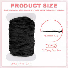PATIKIL dense fiber detail on black chenille enhances realism in wet flies.