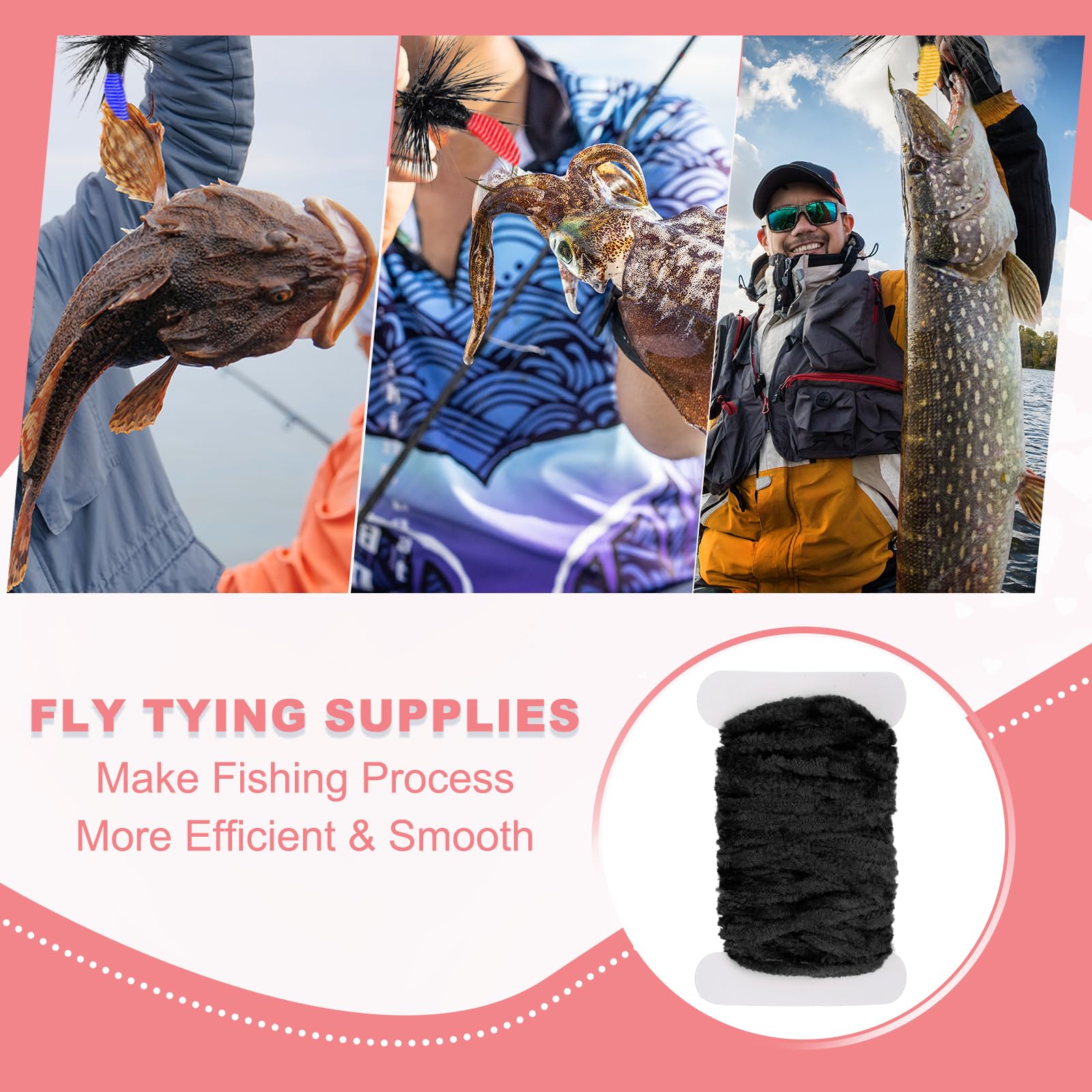 PATIKIL chenille applied to streamer, wet fly, and crappie jig patterns.