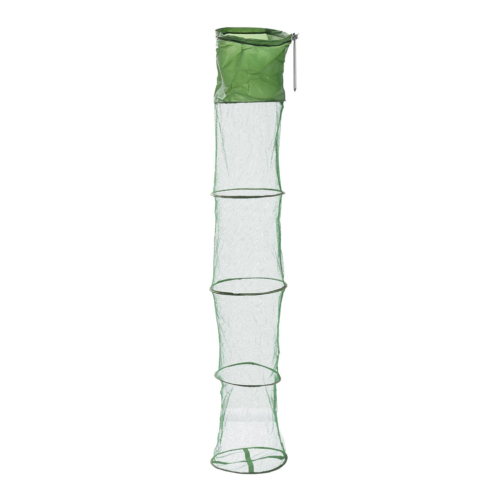 PATIKIL collapsible fishing cage basket folded for compact storage.