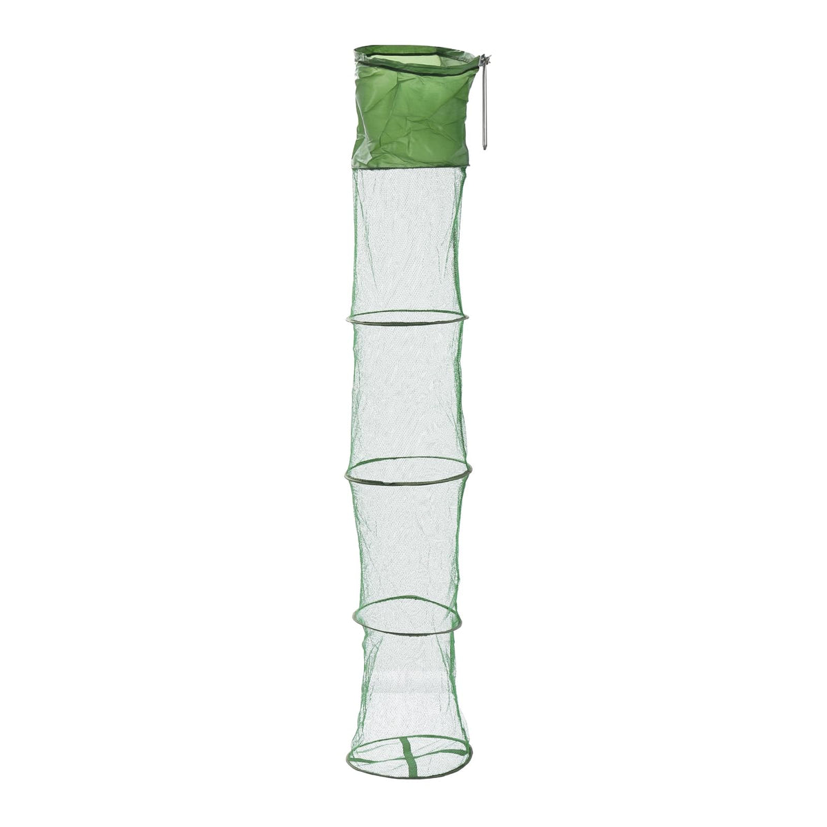 PATIKIL collapsible fishing cage basket folded for compact storage.