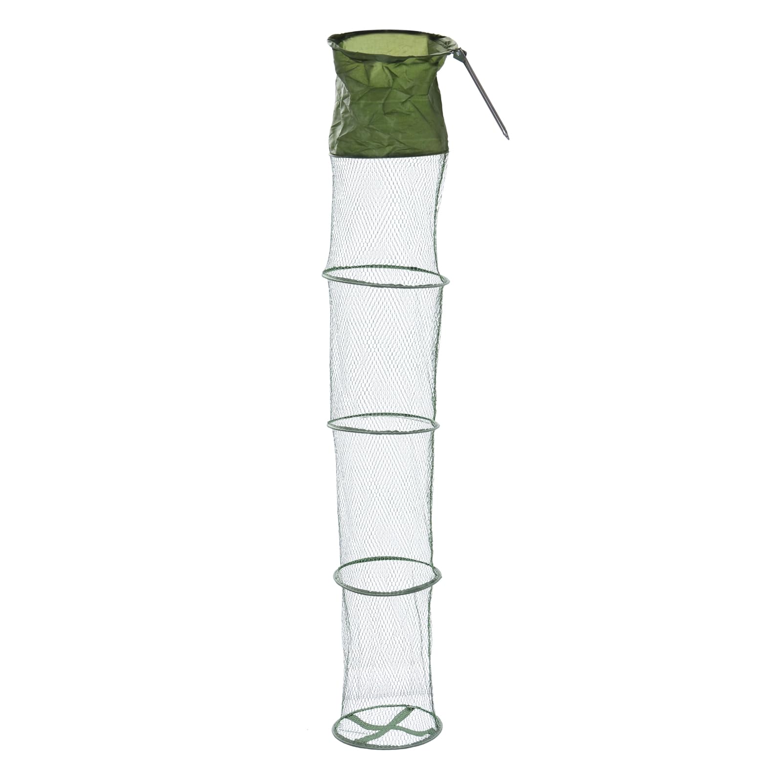 PATIKIL collapsible fishing cage basket open for easy setup.