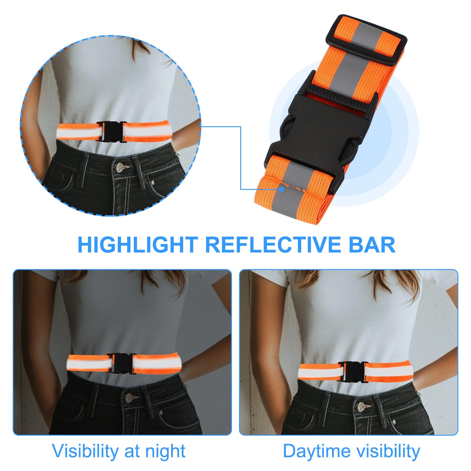 PATIKIL 10-pack reflective belts ideal for group workouts and outdoor commutes.