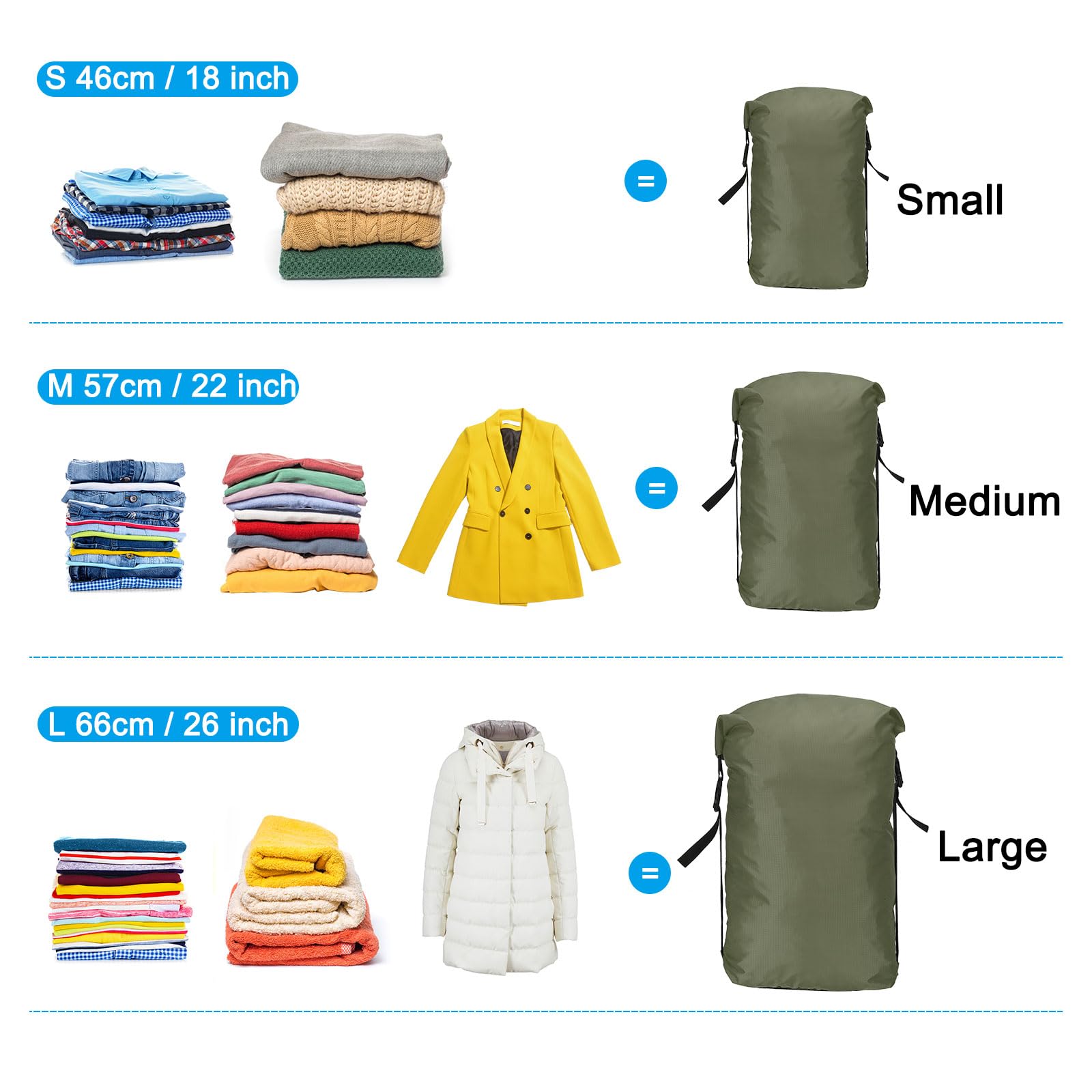 PATIKIL compression sack army green durable seams for rugged travel