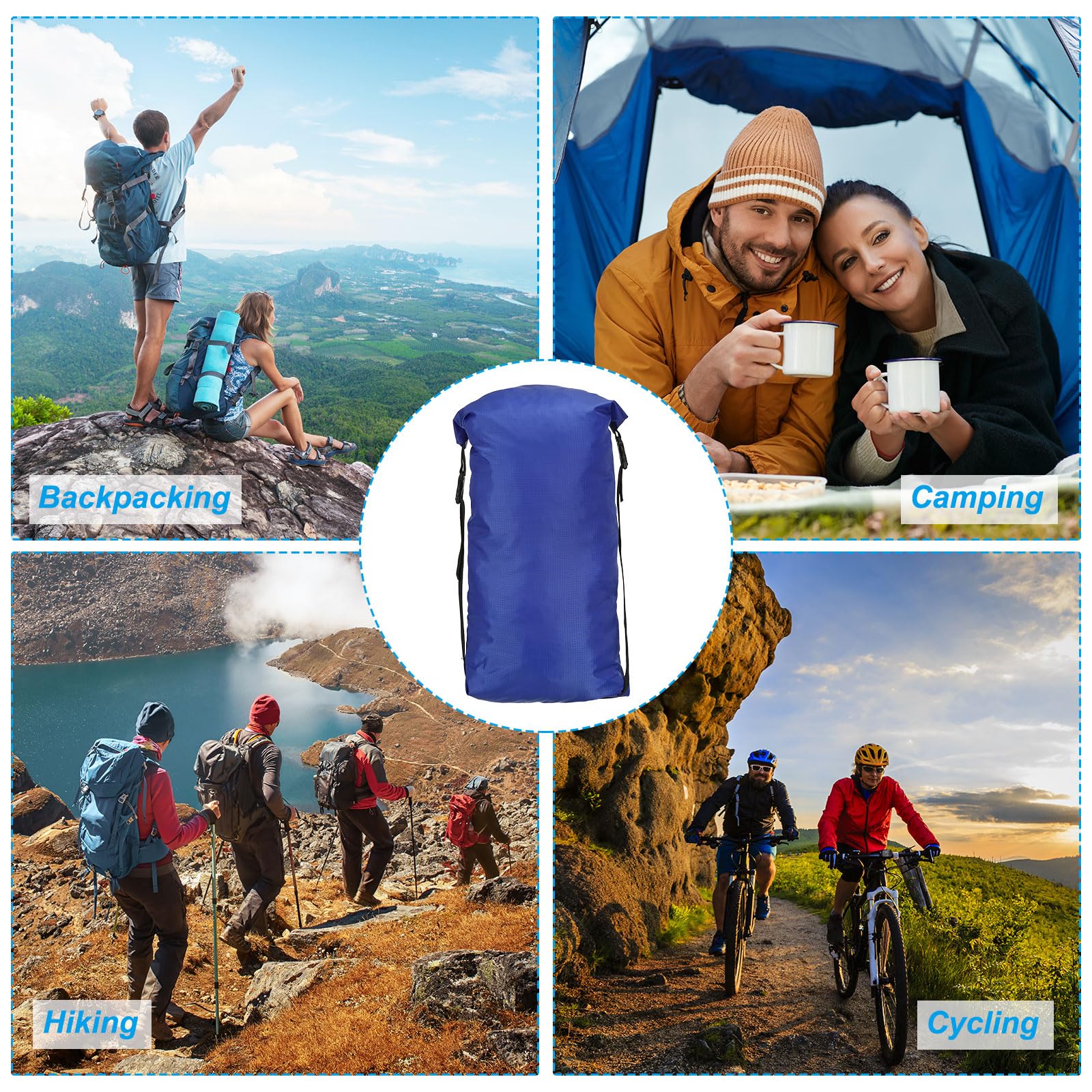 PATIKIL compression sack blue ideal for travel bags and daypacks.