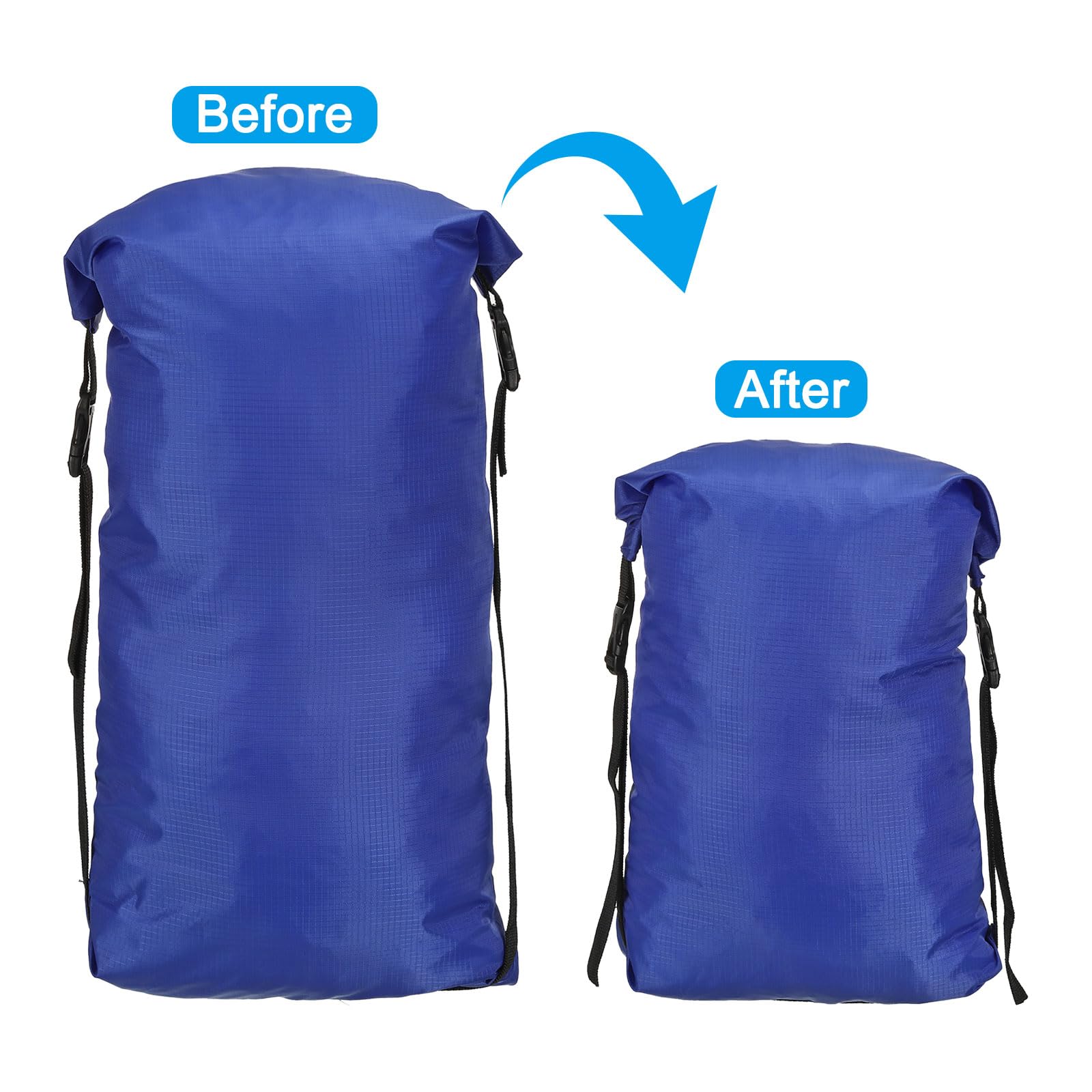 PATIKIL compression sack blue water-repellent exterior sheds light moisture.