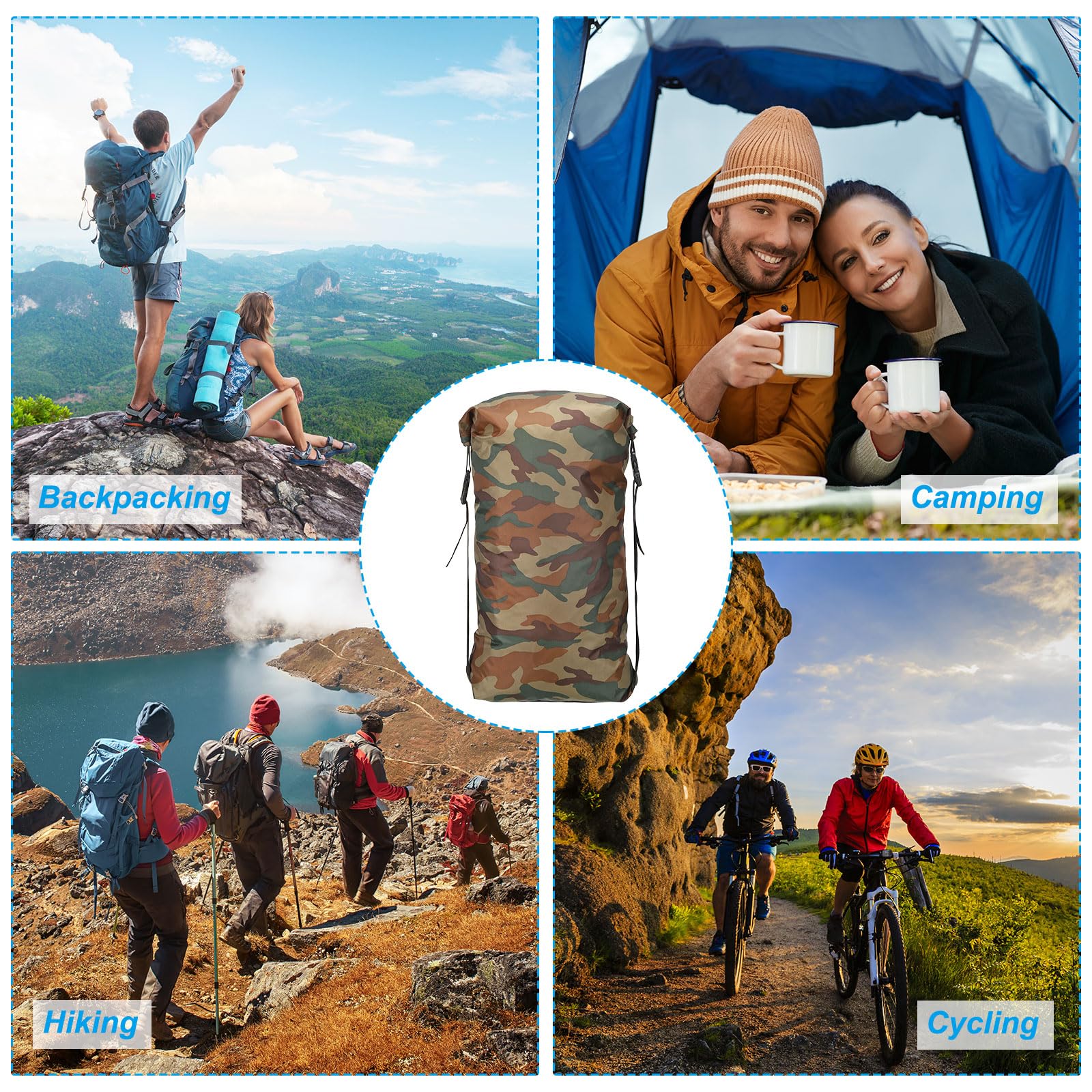 PATIKIL Compression Stuff Sack in an outdoor scene, ideal for camping and trekking.