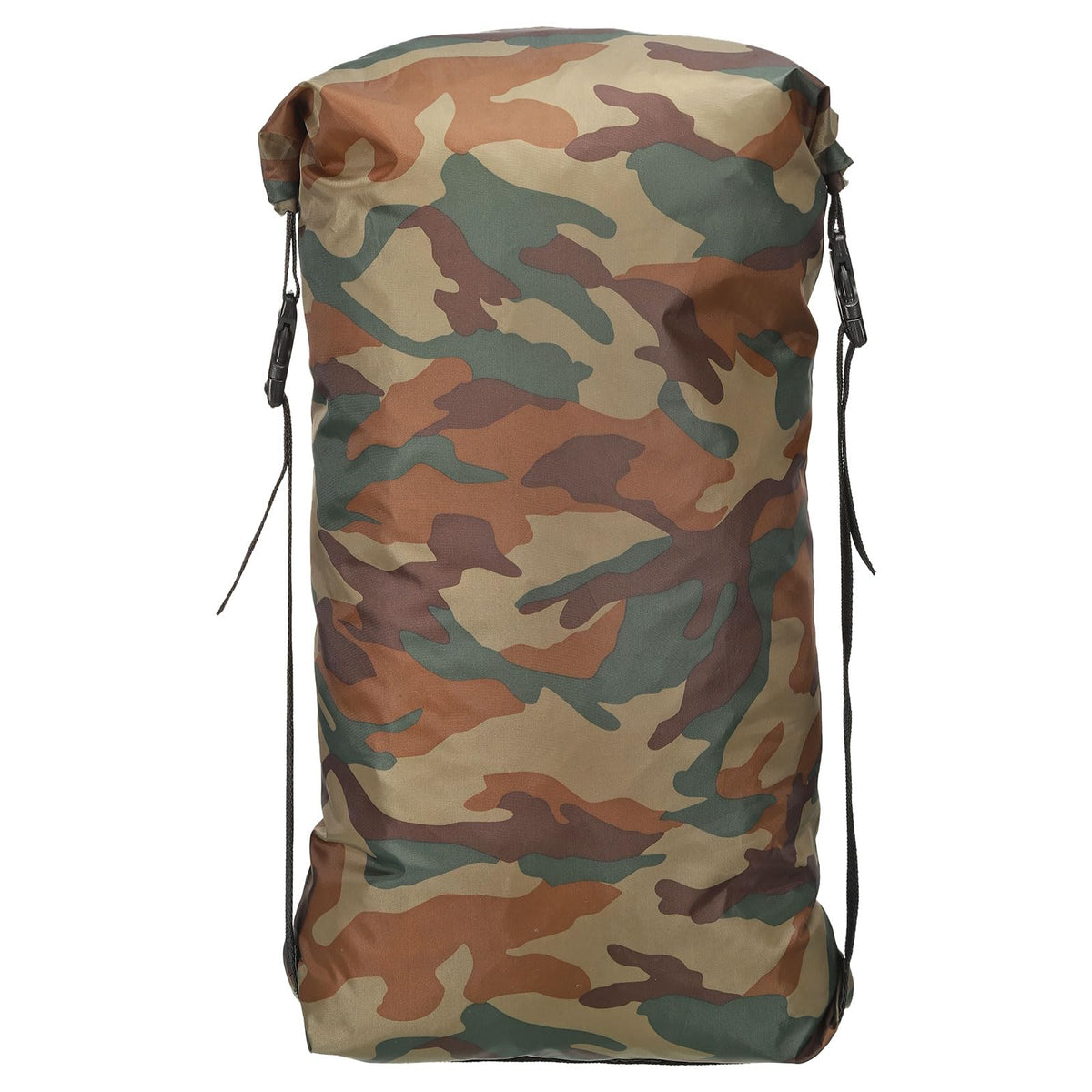 PATIKIL Compression Stuff Sack in camo packed to save space on outdoor trips.