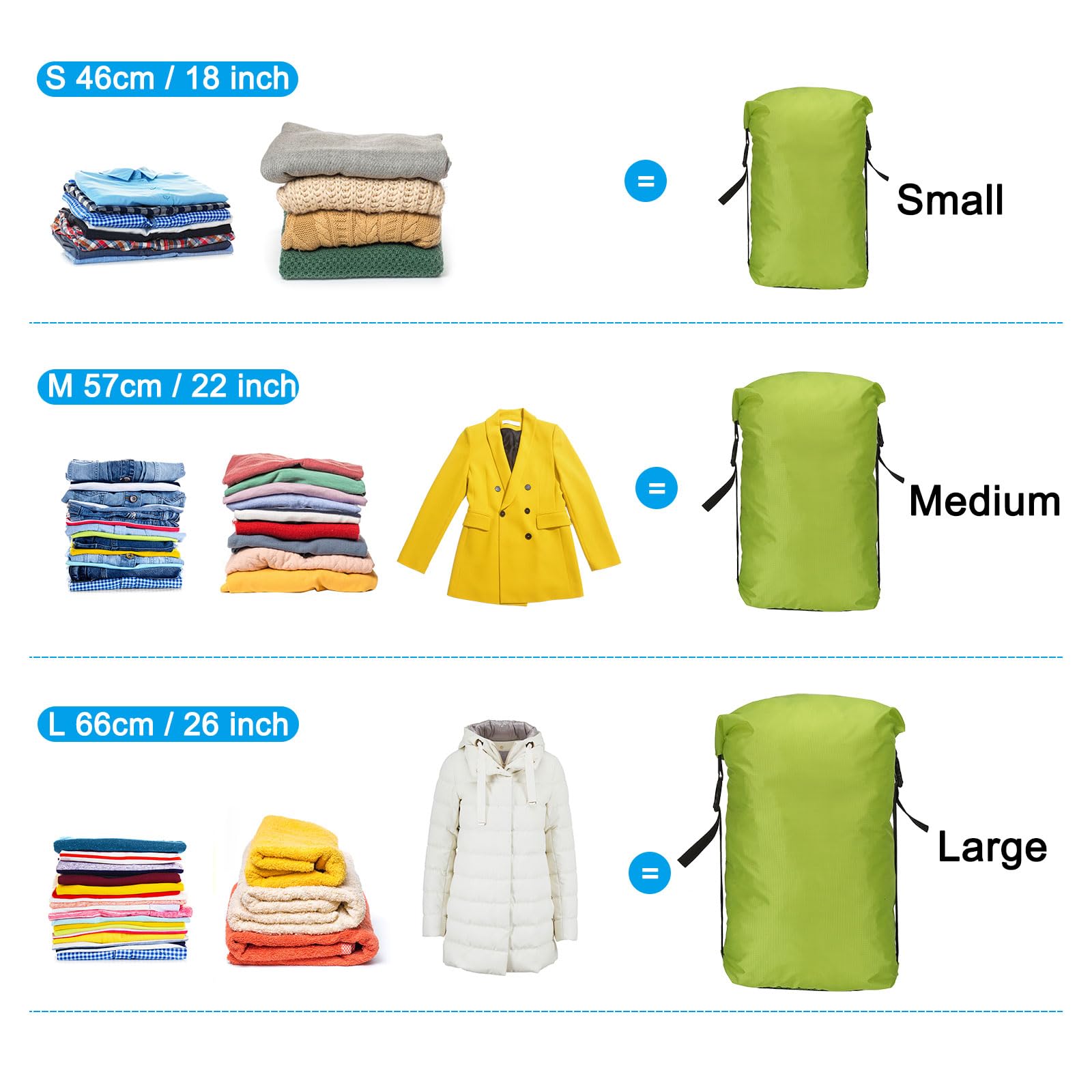 PATIKIL compression stuff sack yellow-green colorful rugged stitching for durability