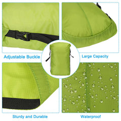 PATIKIL compression stuff sack yellow-green material close-up highlights waterproof fabric