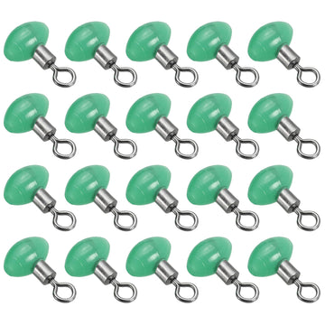PATIKIL cross-line swivel bead in green connecting mainline and leader smoothly.