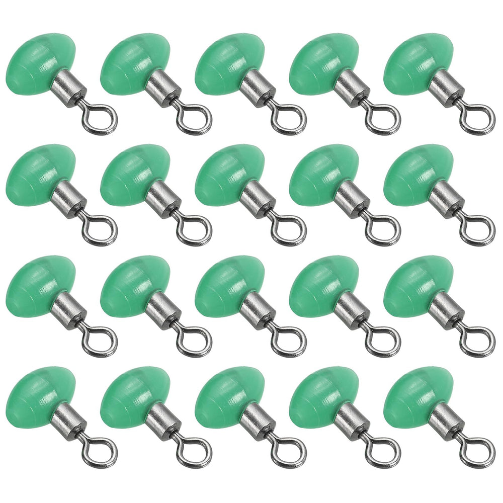 PATIKIL cross-line swivel bead in green connecting mainline and leader smoothly.