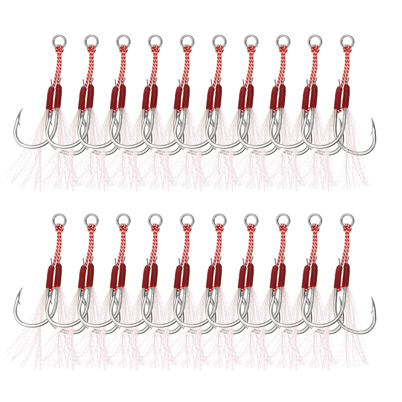 PATIKIL DF hooks with glow thread improve underwater visibility for jigging