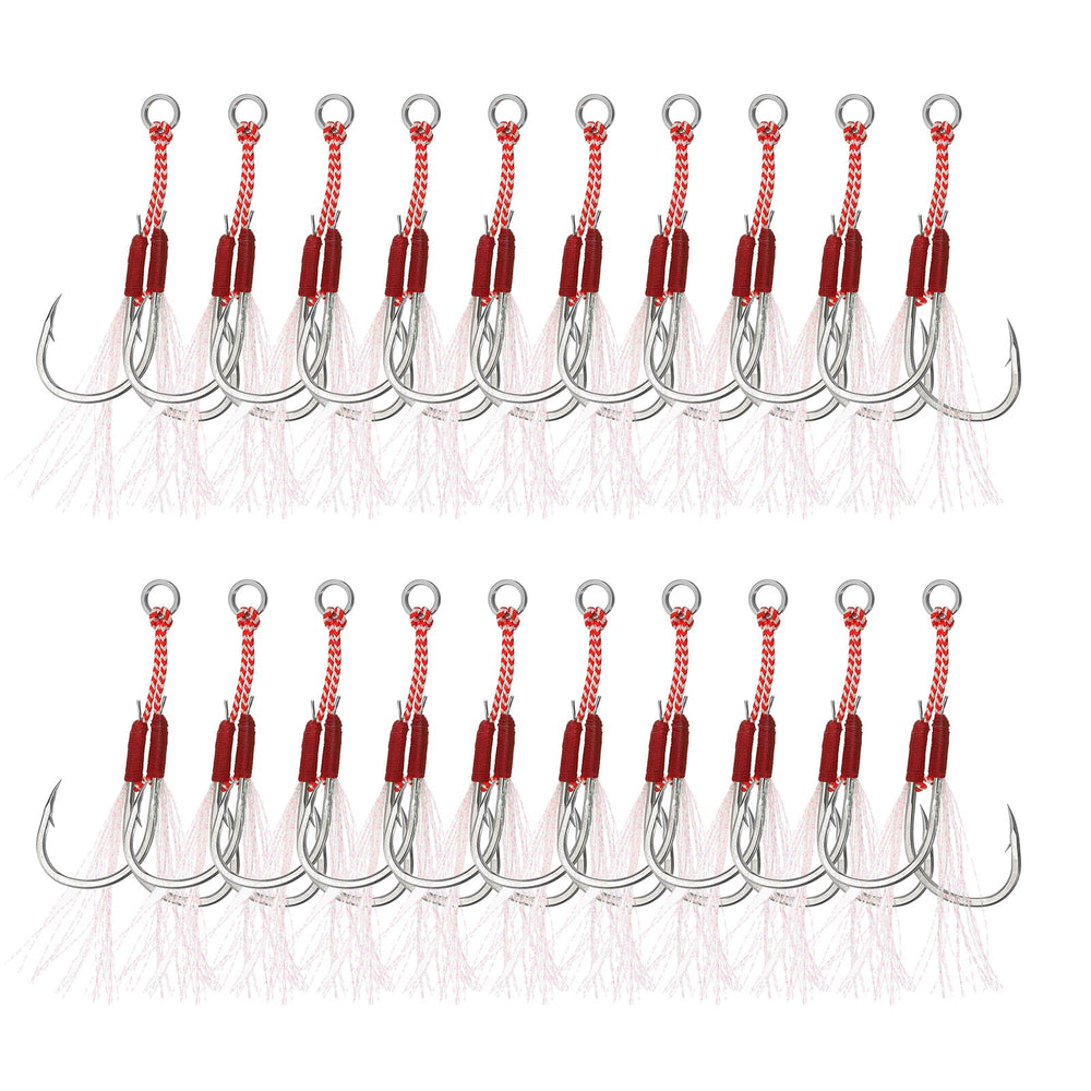 PATIKIL DF hooks with glow thread improve underwater visibility for jigging