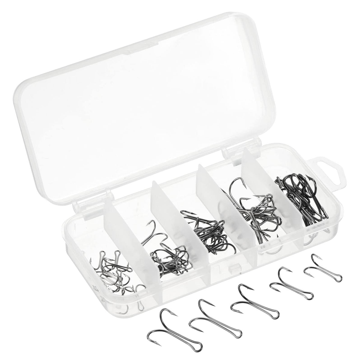 PATIKIL Double Fish Hooks size 2 close-up showing sharp tips for reliable catch