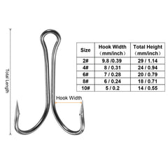 PATIKIL Double Fish Hooks size 4 close-up highlighting barbs for secure hooks