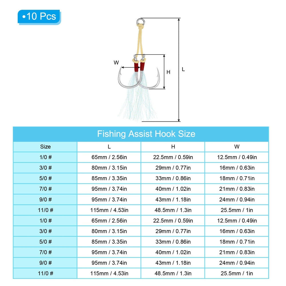 PATIKIL double-hook design shows durable high-carbon steel for jigging.