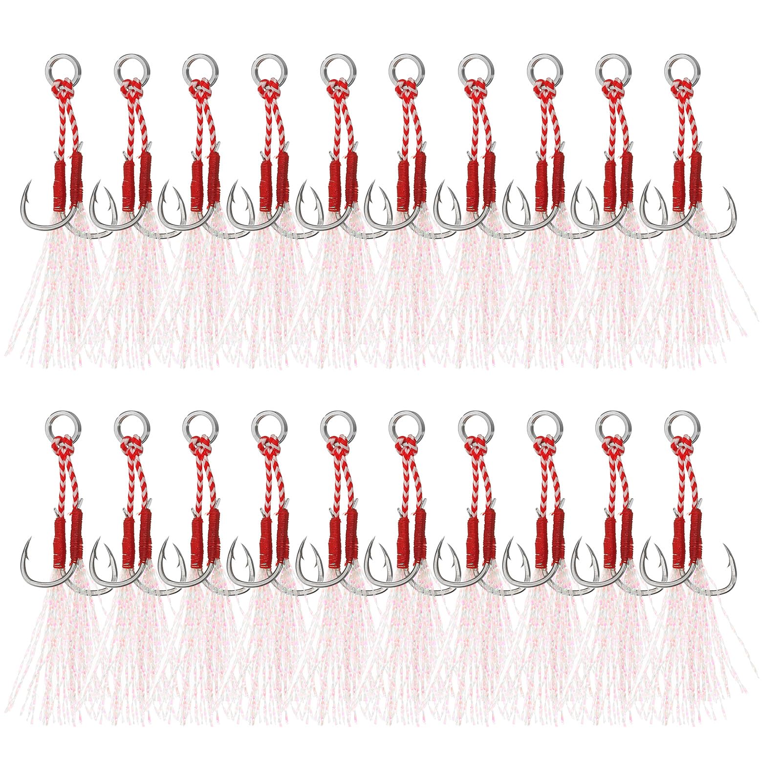 PATIKIL double fishing assist hooks in jigging assembly improve lure visibility underwater