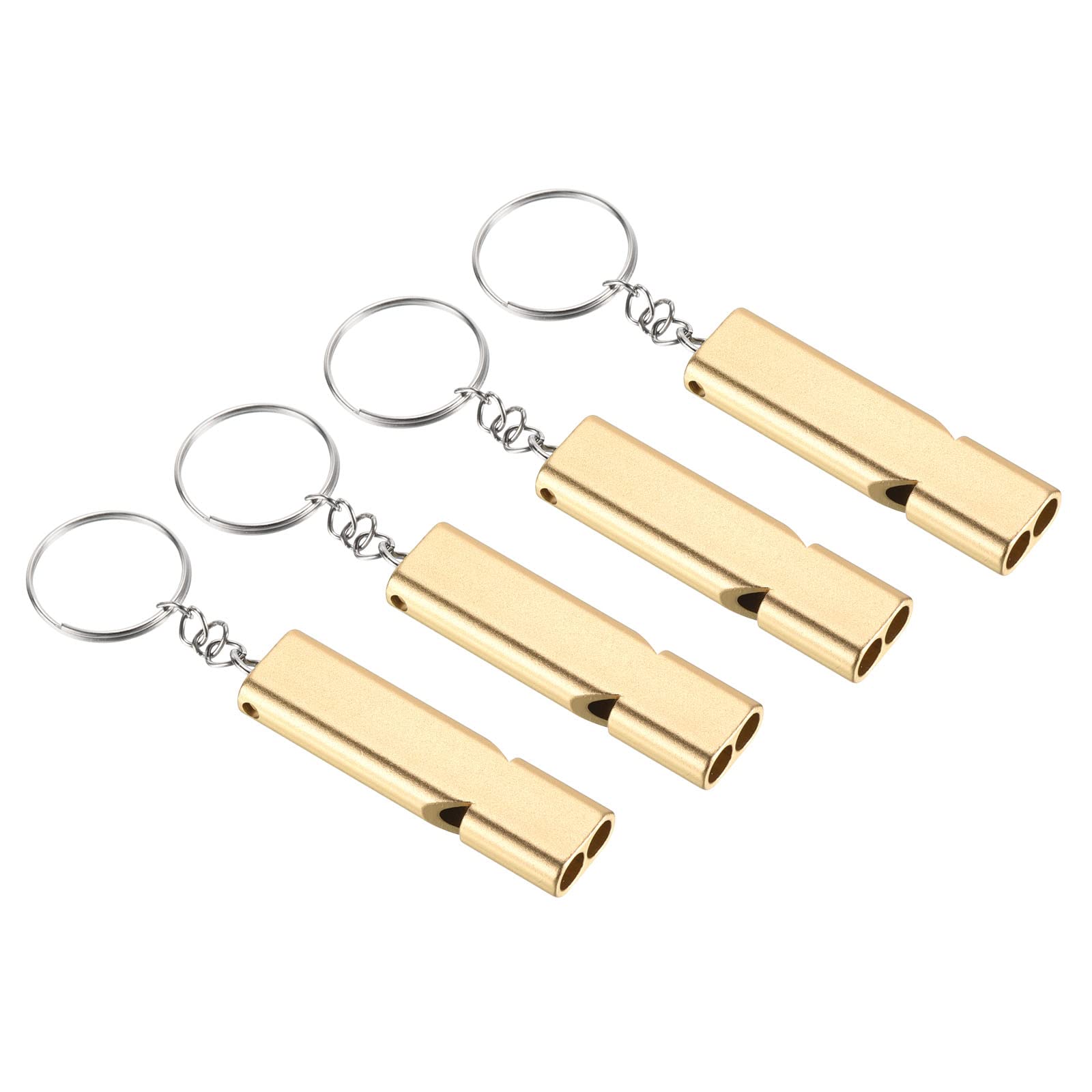PATIKIL emergency survival whistle gold close-up with double tubes for loud signaling