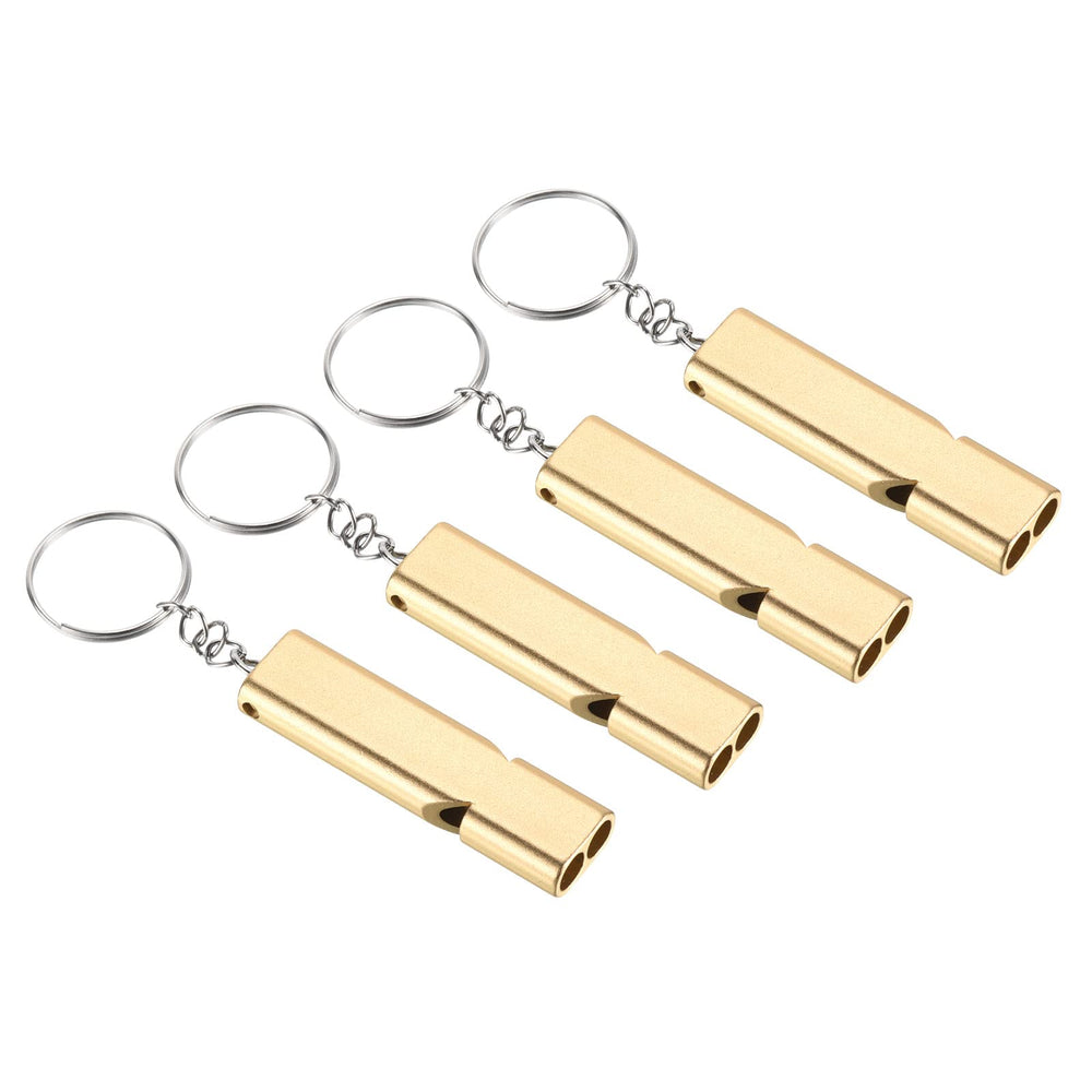 PATIKIL emergency survival whistle gold close-up with double tubes for loud signaling