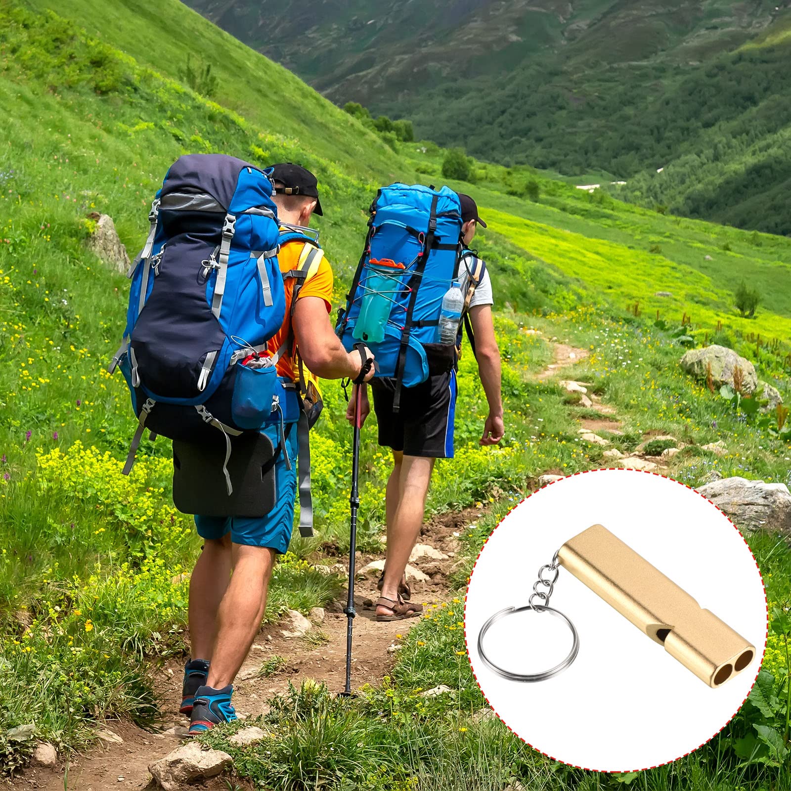 PATIKIL whistle attached to backpack outdoors for portable signaling tool