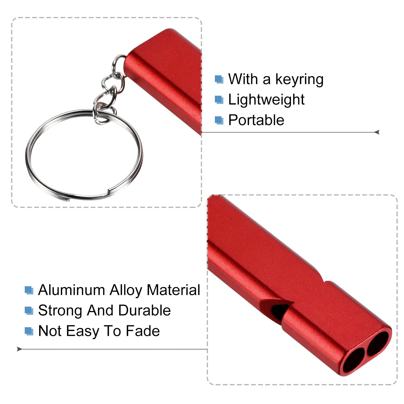PATIKIL emergency whistle attached to backpack red during hike