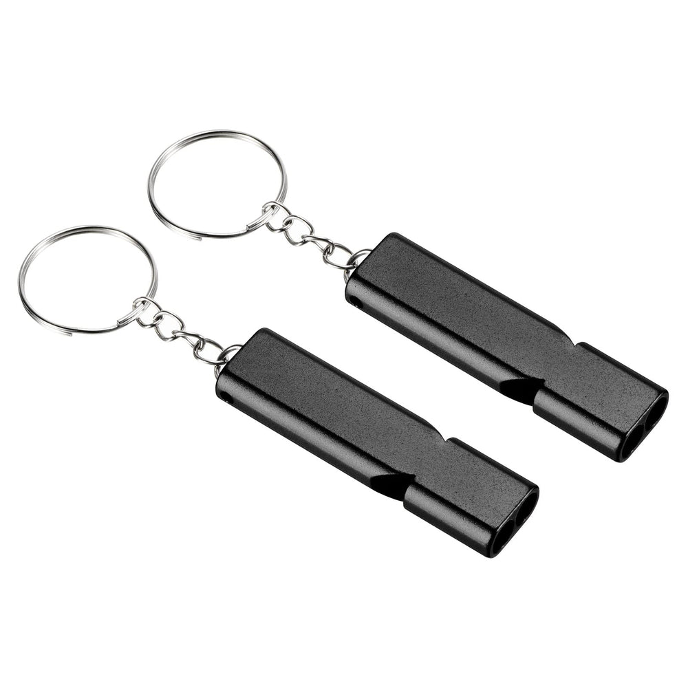 PATIKIL emergency whistle double-tube black pack for loud outdoor signaling.