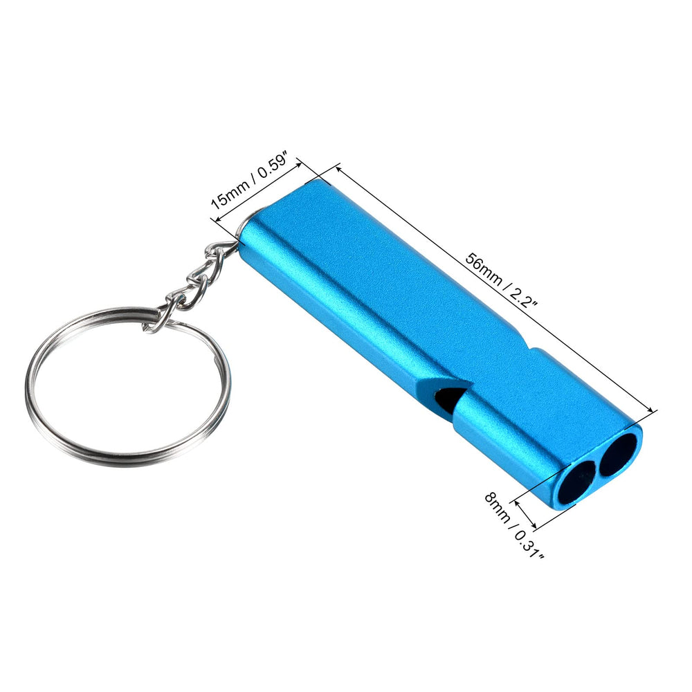 PATIKIL emergency whistle double-tube light blue side view with high visibility.