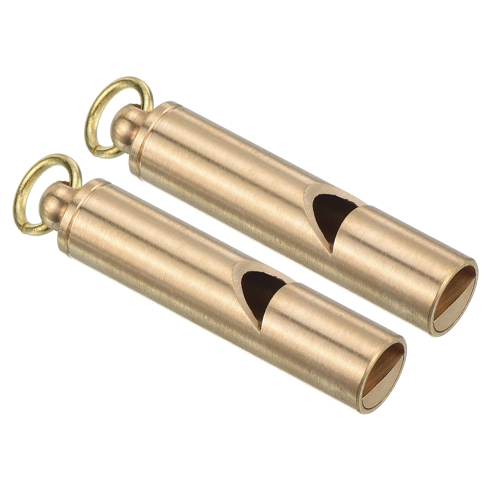 PATIKIL brass emergency whistle on a keychain for quick signaling outdoors