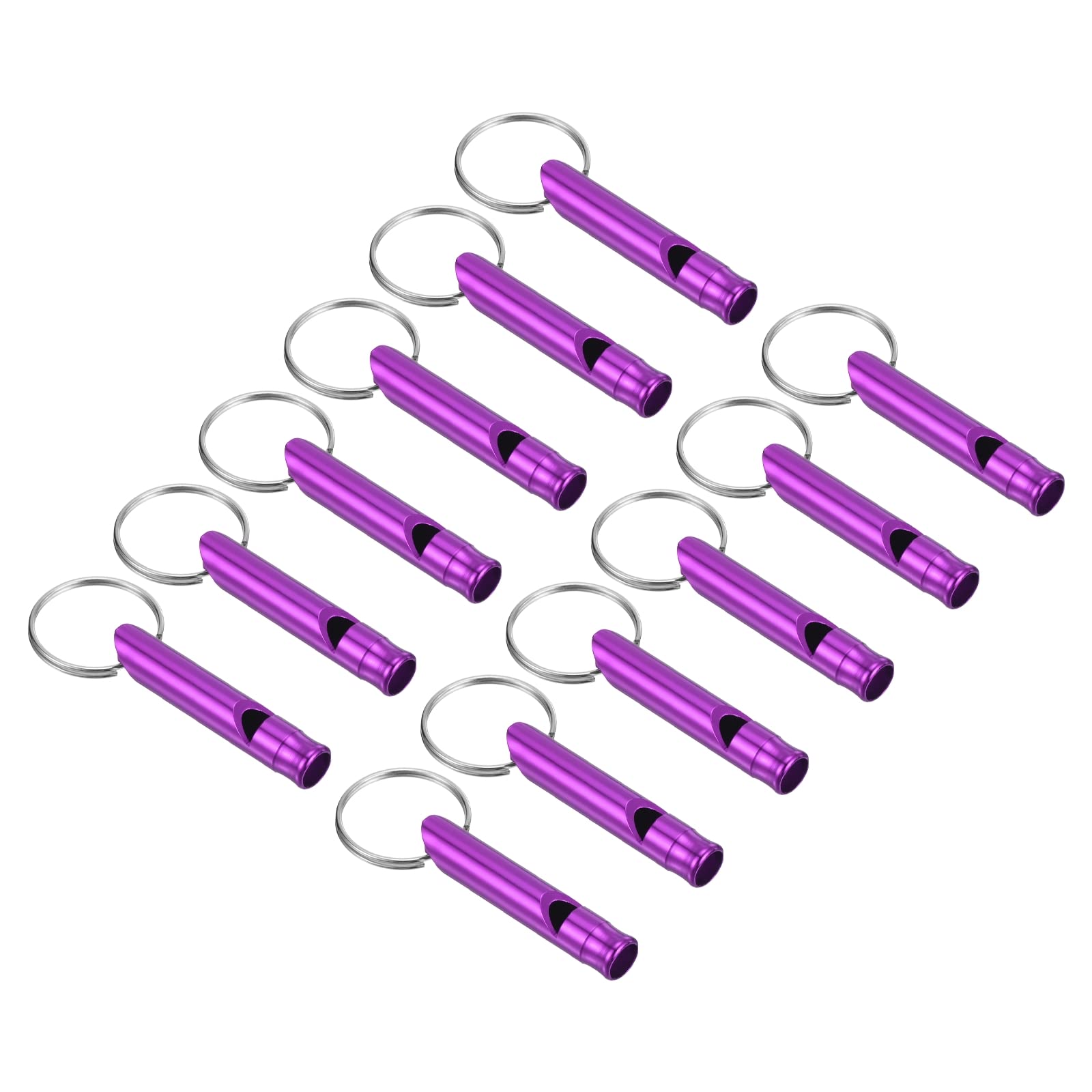 PATIKIL emergency whistle in purple attached to a backpack for quick outdoor signaling.
