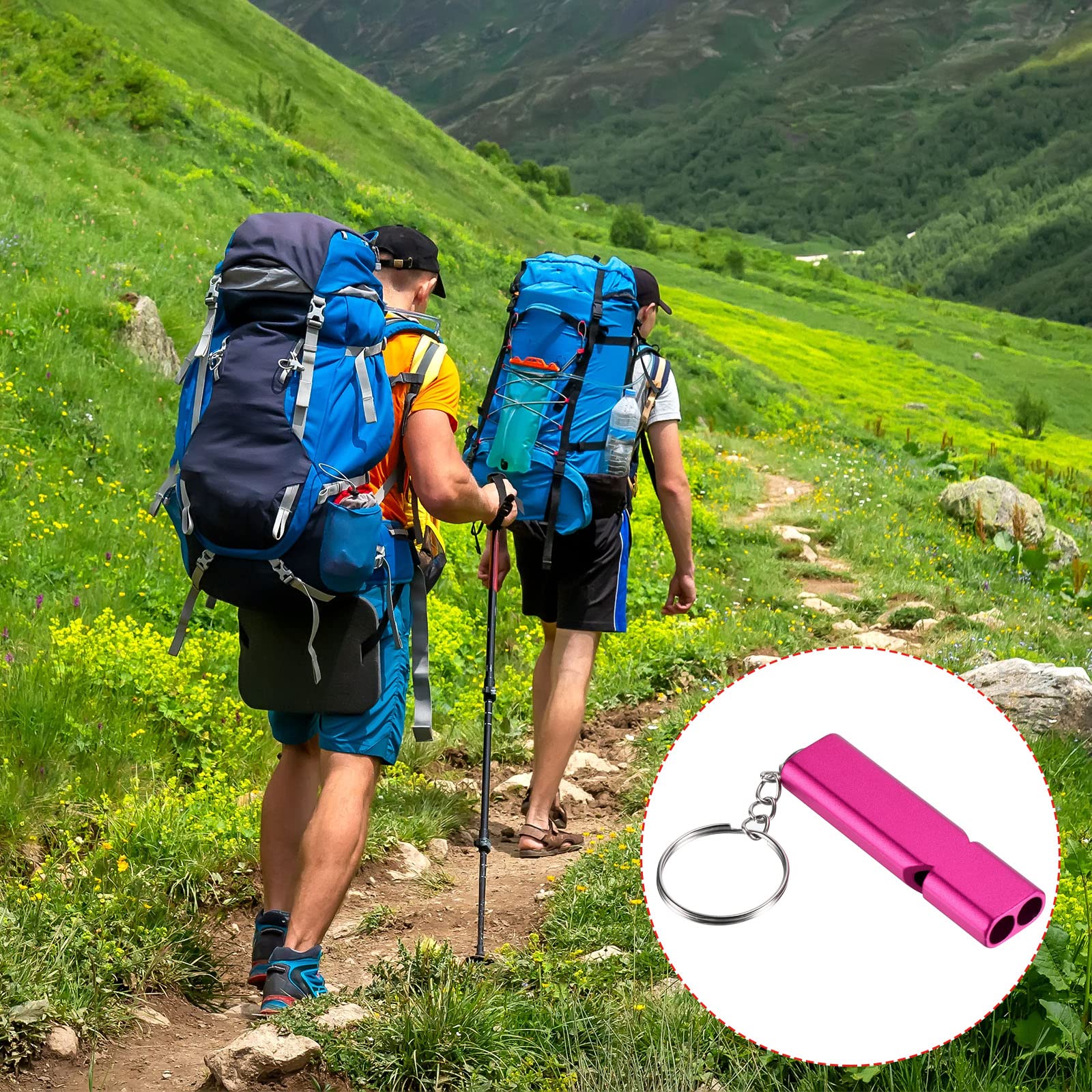 PATIKIL emergency whistle rose in use during outdoor activity