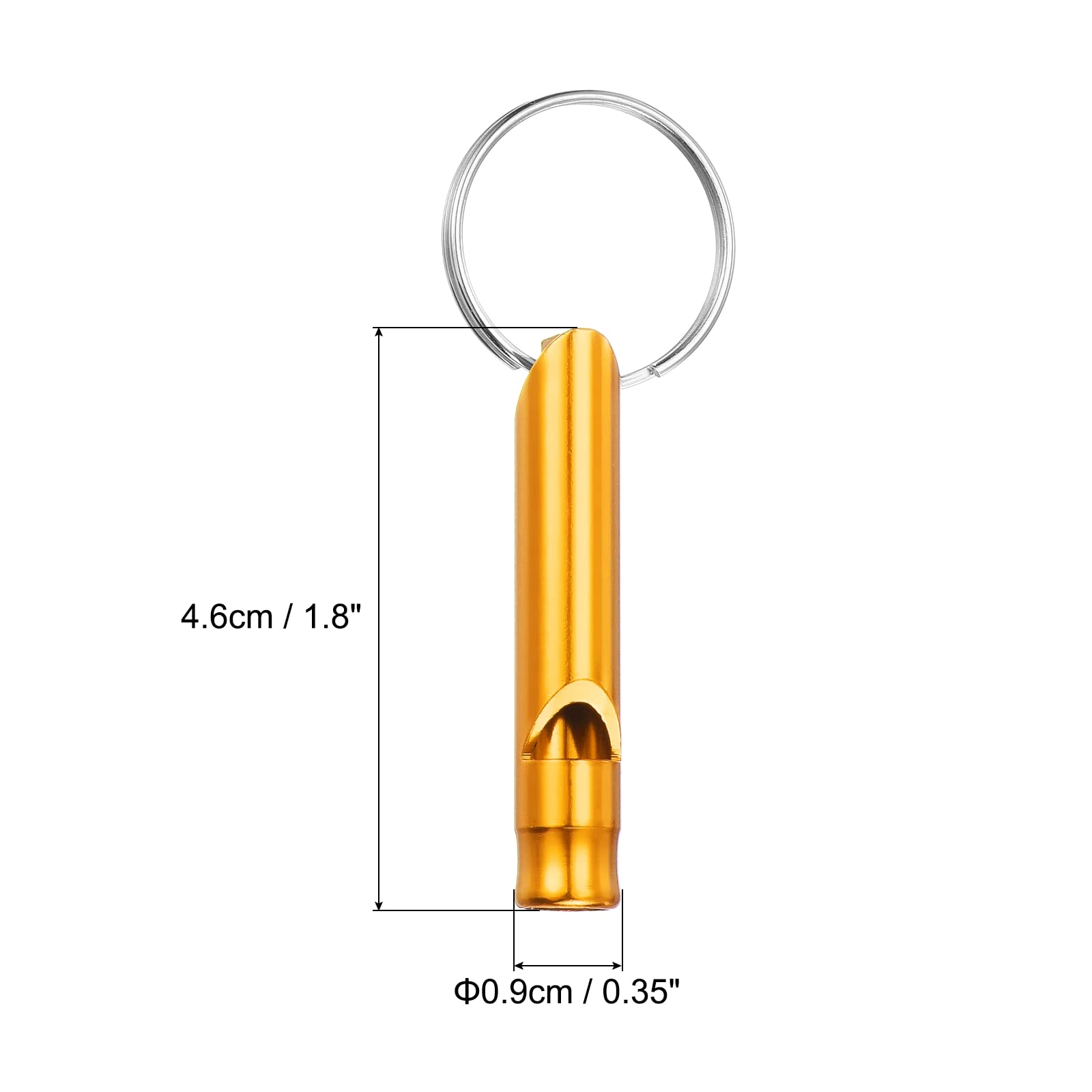 PATIKIL Emergency Whistles gold back view highlighting waterproof and rust-resistant aluminum