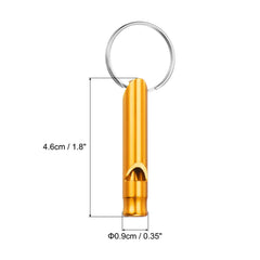 PATIKIL Emergency Whistles gold back view highlighting waterproof and rust-resistant aluminum
