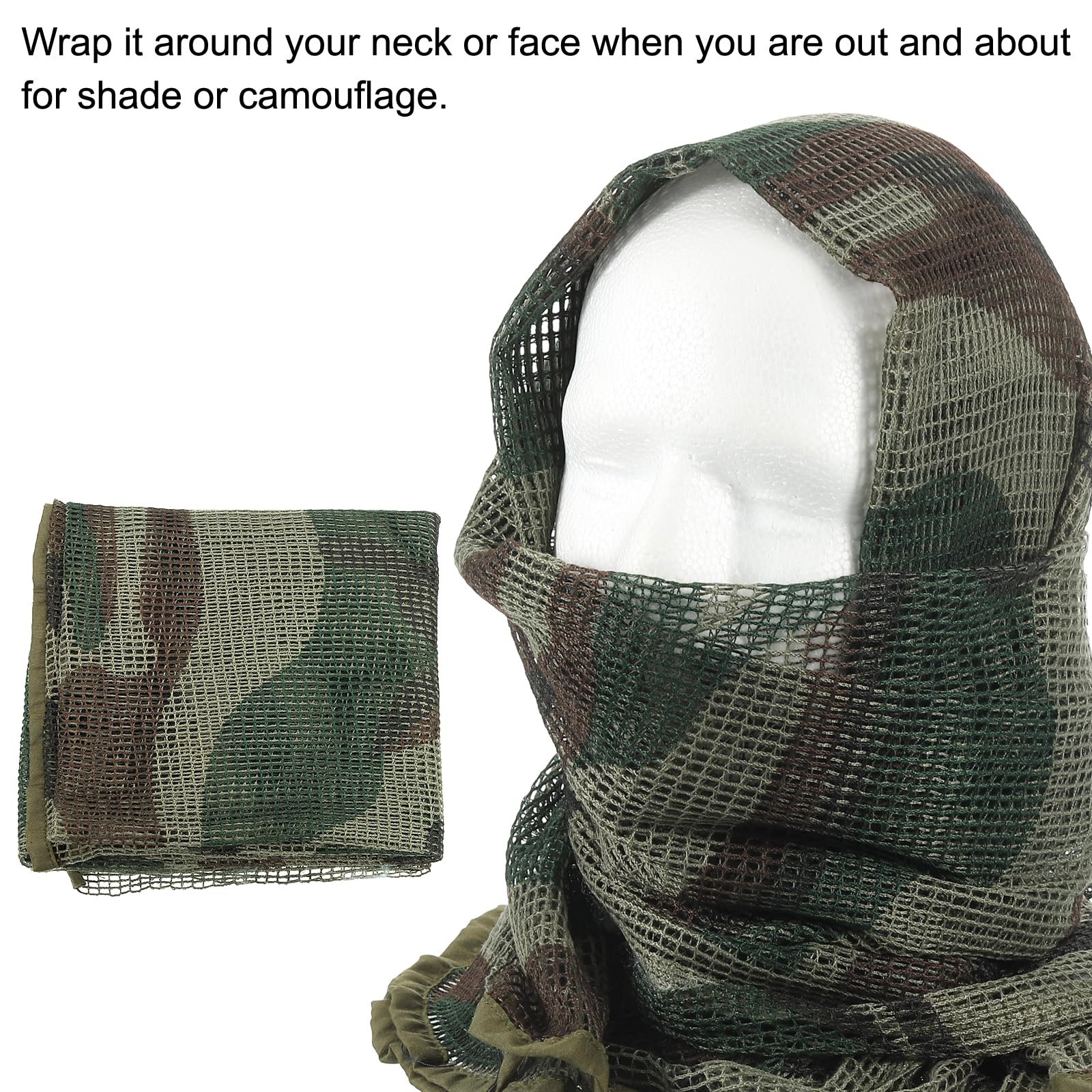 PATIKIL camouflage scarf versatile as face and neck protection during hikes.