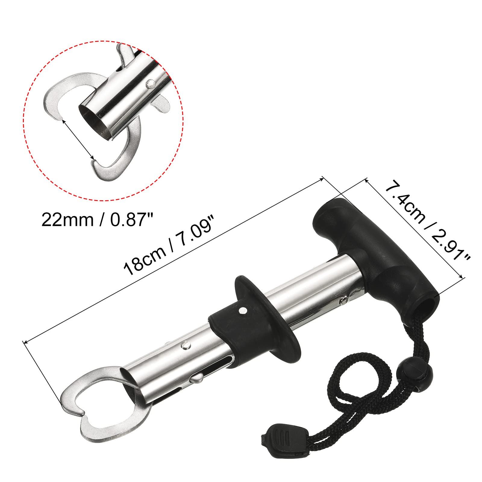 Close-up of stainless steel lip gripper showing corrosion resistance