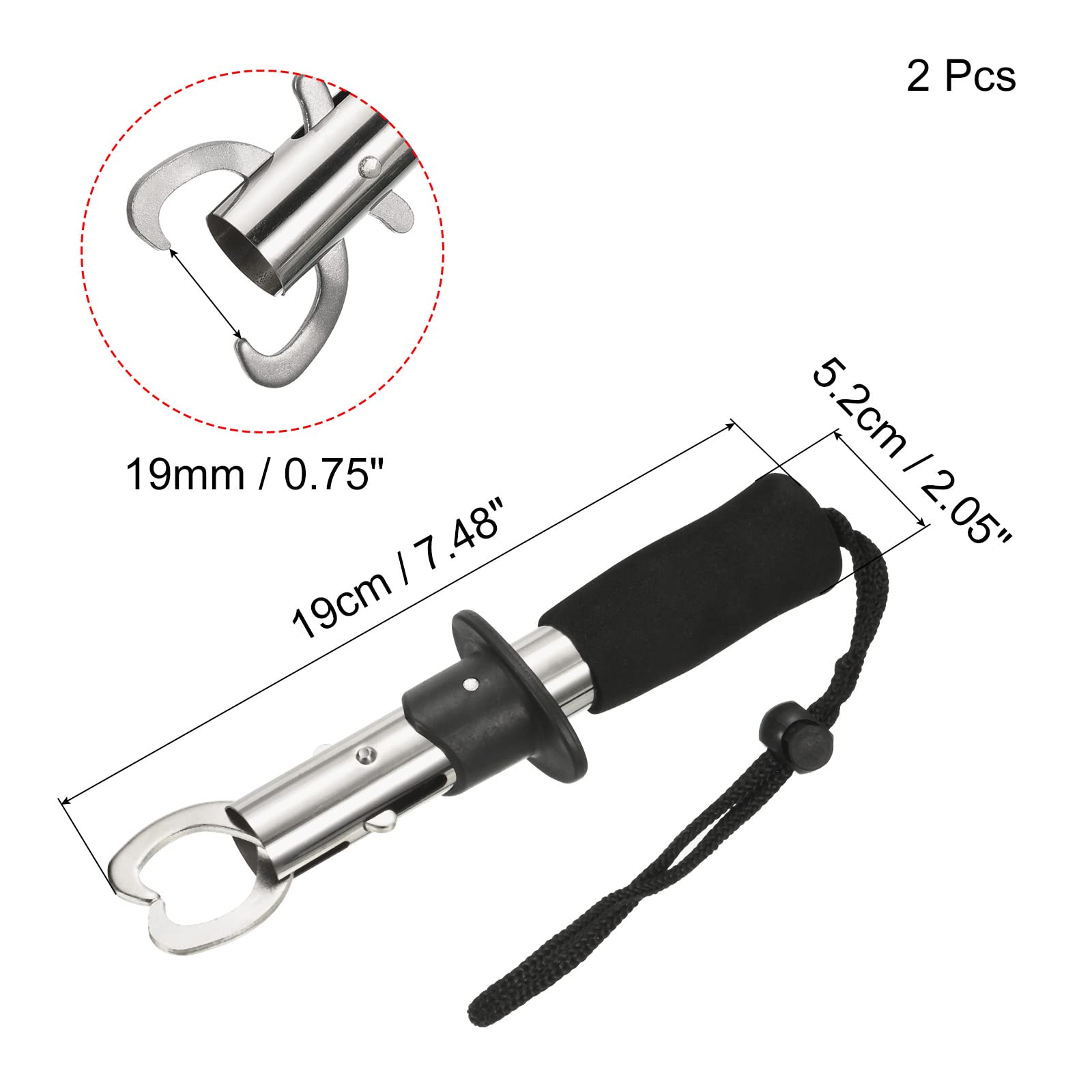 PATIKIL fish lip gripper stainless steel body stands up to saltwater.