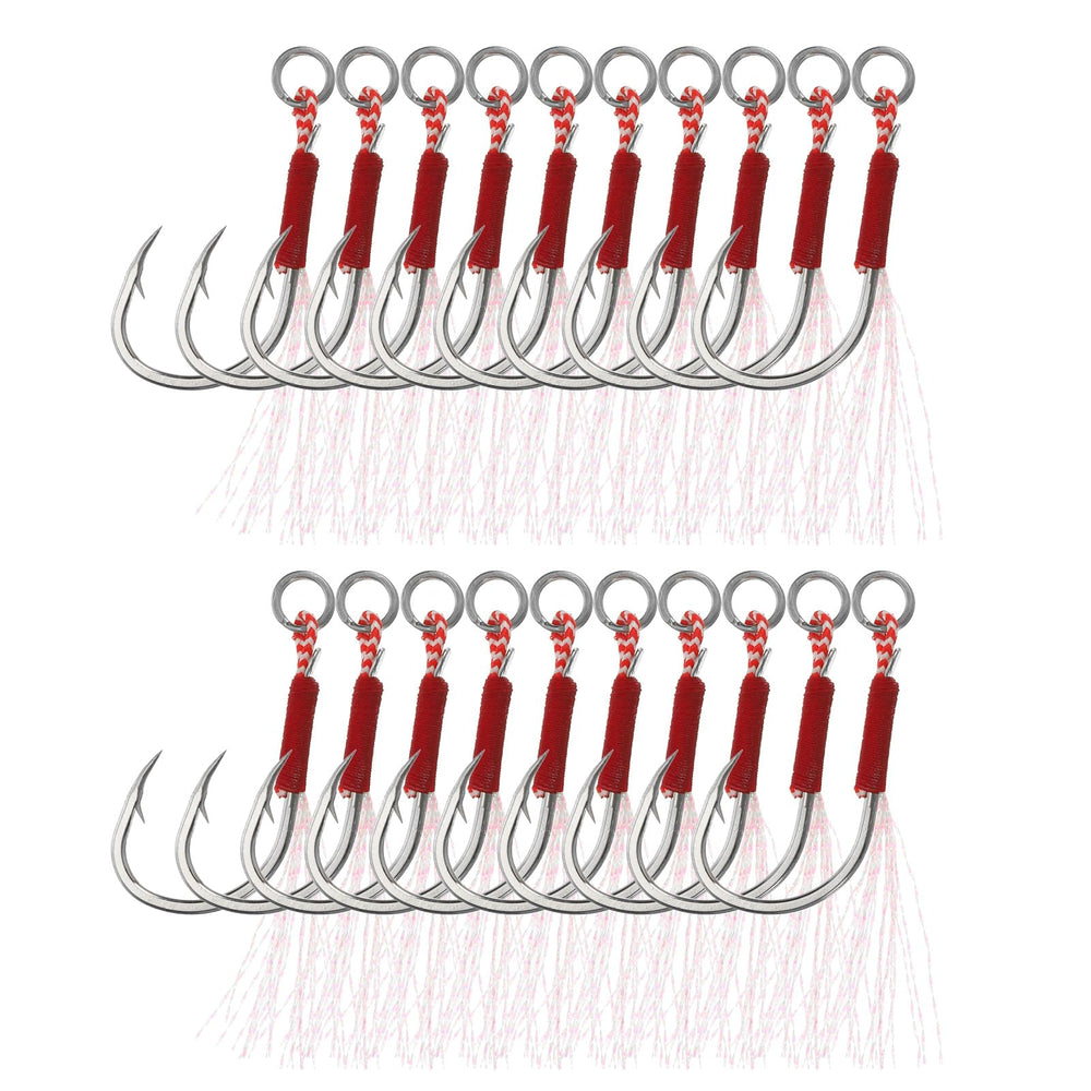 PATIKIL fishing assist hooks 20pcs glow finish for increased underwater visibility.