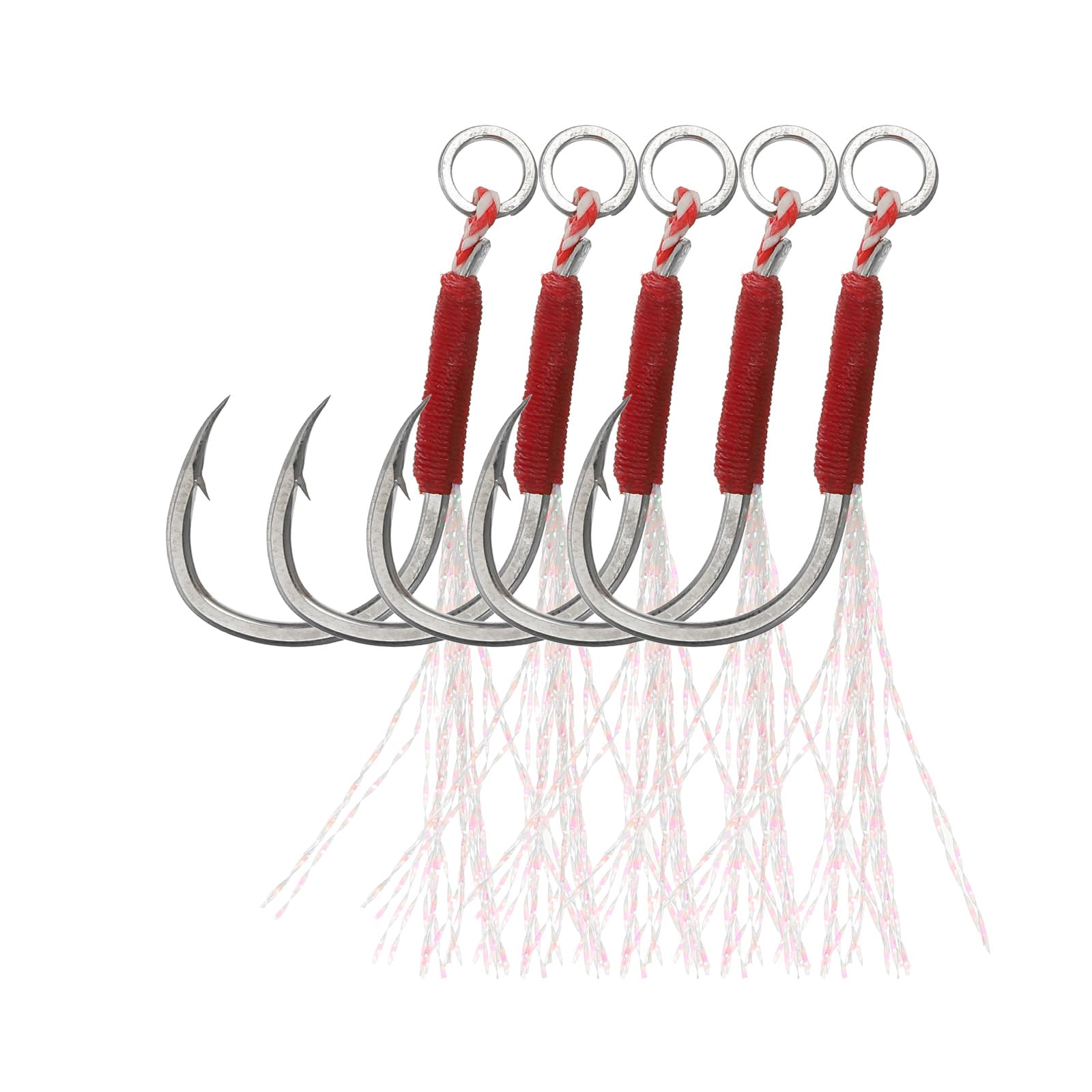 PATIKIL glow thread fishing assist hooks improve underwater visibility for jigging lures.