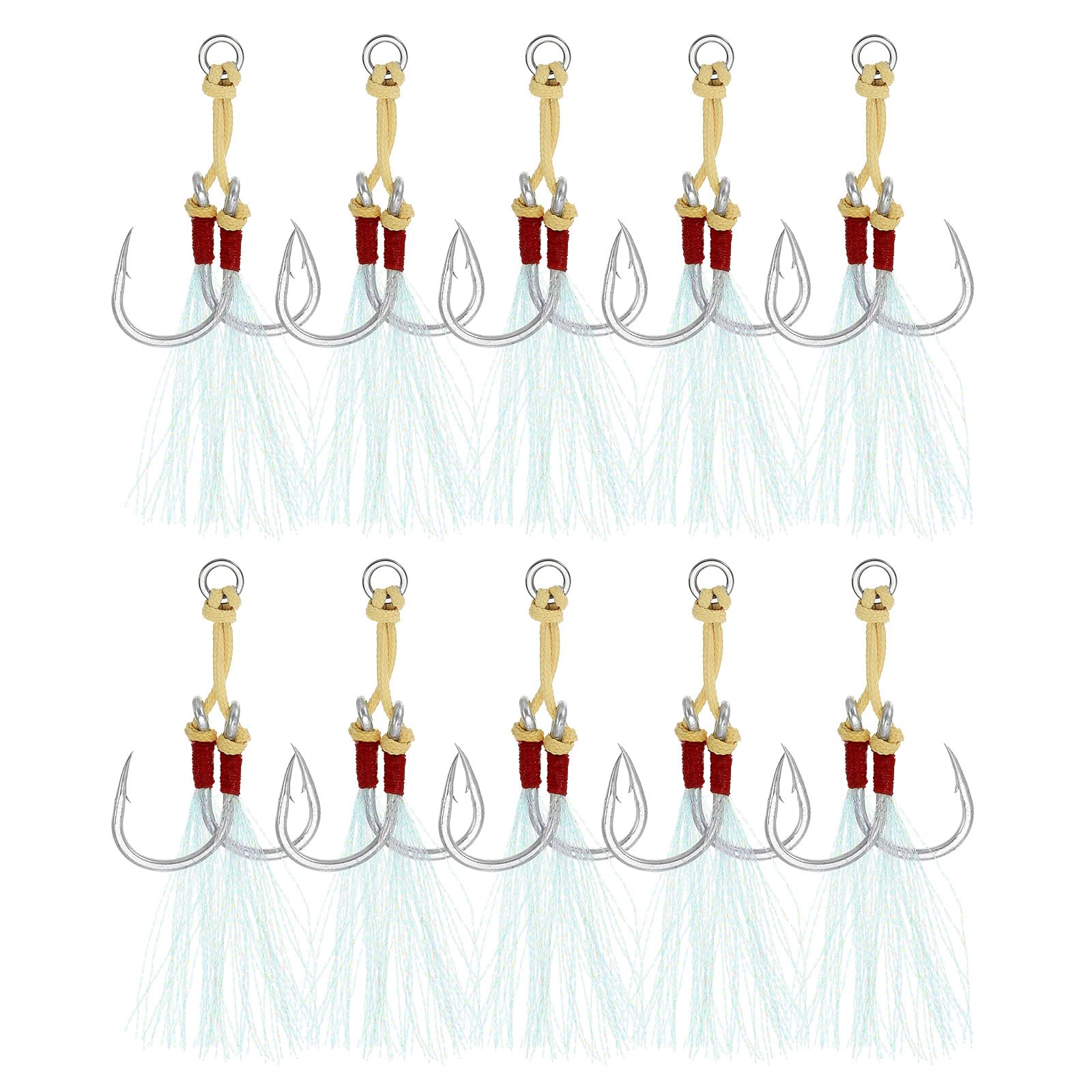 PATIKIL fishing assist hooks with glow tassel in green improve underwater visibility for lure attraction.