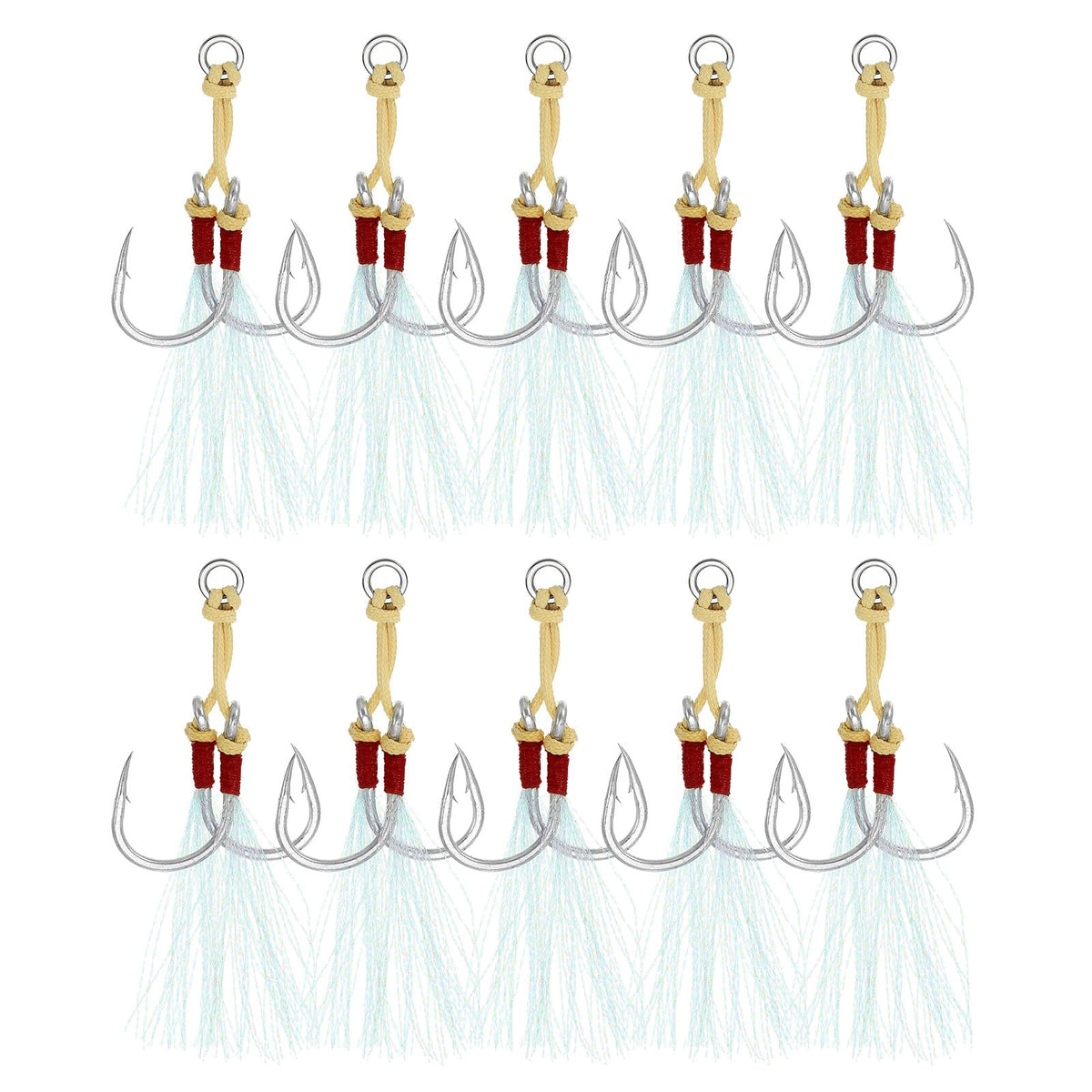 PATIKIL fishing assist hooks with glow tassel in green improve underwater visibility for lure attraction.