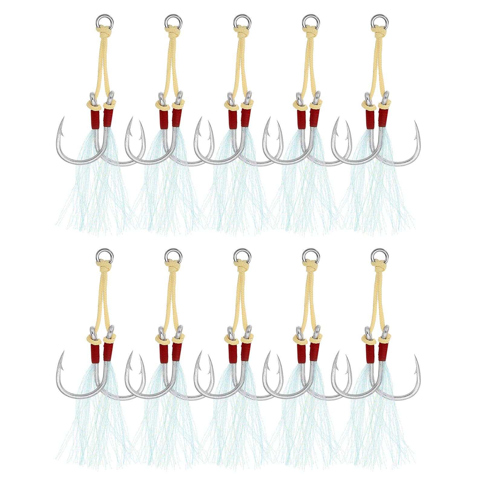 PATIKIL fishing assist hooks kit glow tassel enhances underwater visibility.